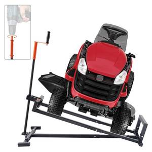 lot 62166 image: VEVOR Ride on Lawn Mower Lift Jack, 880 Lbs Weight Capacity, Telescopic Maintenance Jack with Crank Handle & Power Tool Handle, Foldable Lawn Tractor Lifter for Lawn Mowers and Garden Tractors, Black