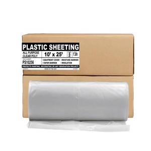 lot 61134 image: Aluf Plastics 6 MIL Thick Extra Strong Heavy Duty Clear All Purpose Vapor and Moisture Barrier Sheet TarpDrop Cloth - 10 x 25 - for Painting, Furniture, Carpet, Contractor, & Construction