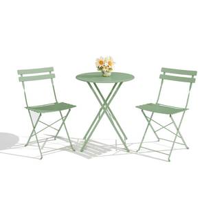 lot 61159 image: GarveeLife 3-Piece Folding Bistro Set, Foldable Patio Furniture Set with Premium Frame, Outdoor Bistro Table and Chairs Set of 2 for Patio, Garden and Balcony, Green