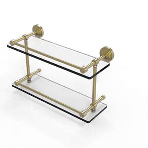 lot 61171 image: Allied Brass WP-216-GAL-SBR Wp 2 Gal Waverly Place Inch Double Gallery Rail Glass Shelf, 16 Inch, Satin Brass