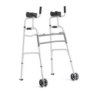 lot 60154 image: Medline Upright Aluminum Junior Folding Walker Comfortable, Maneuverable, for Injury, Balance, Posture & Recovery