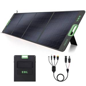 lot 60157 image: EBL 200W Portable Solar Panel, Foldable IP65 Waterproof 200 Watt Solar Panel with MC-4 Anderson Output Connector, w 4 Kickstands for RV, Camping, Blackout