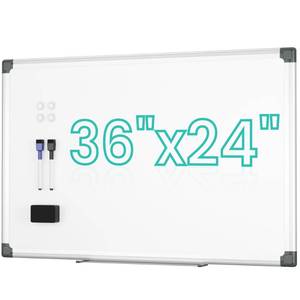 lot 60174 image: VUSIGN Magnetic Dry Erase Board for Wall, 36 x 24 Hanging Whiteboard for Office, School, Home, Includes Eraser, Markers, Magnets, Pen Tray, Silver Aluminum Frame White Board