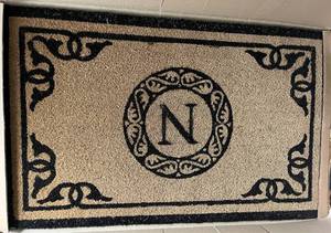 lot 122 image: Monogram N Letter Coir Door Mat with Decorative Border