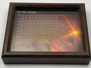 lot 176 image: In His Hands Religious Inspirational Framed Wall Art