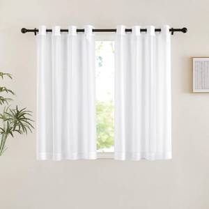 lot 19469 image: NICETOWN Grommet Top Sheer Curtains - White Sheer Home Decoration Window Coverings for Loft (54 Width x 45 Length, Set of 2) - Retail $15
