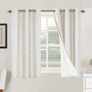 lot 19472 image: H.VERSAILTEX Primitive Linen Curtains 100% Blackout Curtain Drapes Burlap Fabric Curtains with White Thermal Insulated Liner, Grommet Top Drapes Living RoomBedroom (2 Panels, 42 x 54 Inch, Ivory) - Retail $29