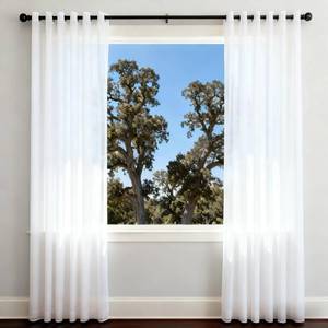lot 19473 image: PI White Sheer Curtains 95 inches Long,Elegant Light Filtering Window Drapes for Living Room,Grommet Top Voile Window Treatment for Bedroom,2 Panels (W52 X L95, Optical White) - Retail $15