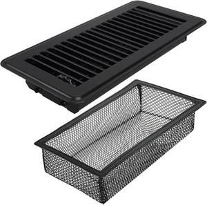 lot 23786 image: 2x12 Floor Register, Heavy Duty Walkable Vent Covers for Home Floor, Sidewall Office or Ceiling Vent, Adjustable Premium Finish Steel Floor Vent Cover, Black 1 Pack - Retail $16