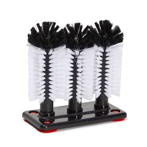 lot 23790 image: Stockroom Plus Glass Washer for Bar Sink - Bar Glass Cleaner with Stable Suction Cup Base - Three-Head Bottle Brush for Deep Clean - Detachable Cup Brush Cleaner Heads with Drain Hole - White & Black