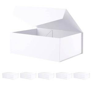 lot 23795 image: BLK&WH 6 Collapsible Gift Boxes with Magnetic Lids, Bridesmaid Proposal Boxes, Matte White (10.5x7.7x3.8 Inches) - Retail $37