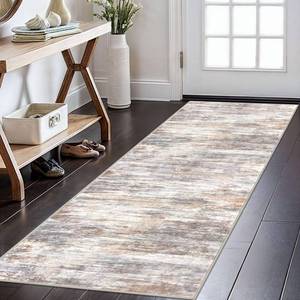 lot 23796 image: KOZYFLY 2x6 Washable Runner Rug for Hallways & High-Traffic Areas - Non-Slip Kitchen & Entryway Runner, Multi GreyOrange Abstract Modern Low-Pile Carpet, Perfect for Bathroom - Retail $37