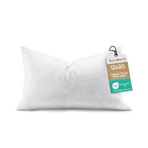 lot 23817 image: Swandream 12x20 Feather Lumbar Pillow Insert, Decorative Throw Pillow Insert for Covers, Fuller Fit with Soft Support for Bed and Couch - Retail $23