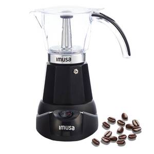 lot 23819 image: IMUSA 6 or 3 Cup Electric Espresso Maker Black Coffee Machine for Cuban Coffee, Moka and Espresso Drinks - Retail $37