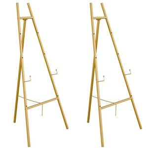 lot 23851 image: Gold Easel Stand for Sign, Heavy Duty Easel, 4-Tier AdjustableArt Easel for Painting, Wedding Sign 2pc