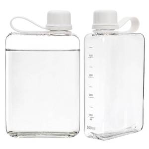 lot 23854 image: ZAVOOS 2 Pack Portable Flat Water Bottle, 17 Oz BPA Free Plastic Drinking Bottles for Travel, Leakproof Slim Flask for Outdoor Sports Fitness Camping, Fits Purse Pocket - Retail $24