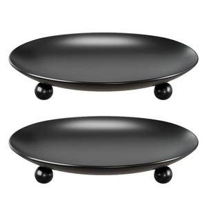 lot 23858 image: Apsvwys Black Candle Holders for Pillar Candles, Set of 2 Premium Metal Candle Plates Candle Stand for LED or Wax Candles, Decorative Pillar Candle Holder Dish for Table Centerpiece - Retail $7