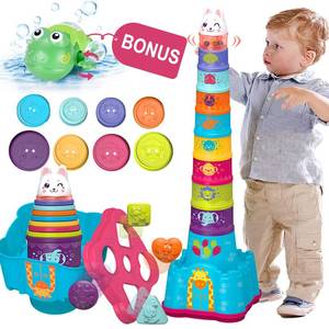 lot 23862 image: LTKFFFdp Baby Stacking Toys for Toddler 1-3, Nesting Cup Shape Sorter for Infant 6 to 12-18 Month, Learning Stackable Block, Birthday Gift for Girl Boy 9 Month - Retail $20