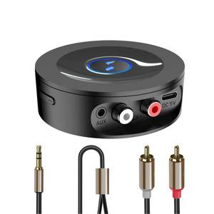 lot 23871 image: Bluetooth 5.2 Receiver for Home Stereo, RCA & 3.5mm AUX Out Put, Wireless Audio Adapter for Stereo Receiver&Amplifier, Low Latency HiFi Music Streaming - Retail $23