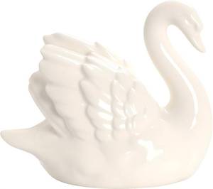 lot 23874 image: ZKSYLSM Ceramic Swan Figurine - Modern Minimalist Porcelain Statue Art Decor, Knick Knacks Home Decor for Living Room, Office, Desk, Shelf Decoration (White) - Retail $10