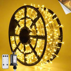 lot 23875 image: JMEXSUSS 168FT 600 LED String Lights for Outside Clear Wire, Warm White Christmas Lights Outdoor Waterproof, Tree Lights Outdoor Plug in for Patio Wedding Party Holiday Christmas Bedroom Pergola Decor - Retail $30