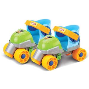 lot 25113 image: Adjustable Easy Training Inline Rollerskates - Beginner-Friendly Quad-Style 4 Wheel Inline Roller Skates Training for Kids, Toddler, and Children (Green) - Retail $31