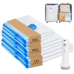lot 25122 image: Vacuum Seal Bags with Portable Electric Pump, 6 Pack Vacuum Storage Bags for Clothing Travel, Compression Packing Space Saver Bags for Luggage Suitcase (2 Small & 2 Medium & 2 Large) - Retail $18