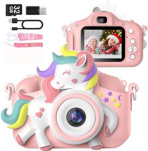 lot 25125 image: Kids Camera for 3-8 Years Old Toddlers Childrens Boys Girls Selfie Camera 20 MP HD 1080P IPS Screen Dual Digital Toy Camera for Kids Christmas Birthday Gifts with 32Gb Card - Retail $20