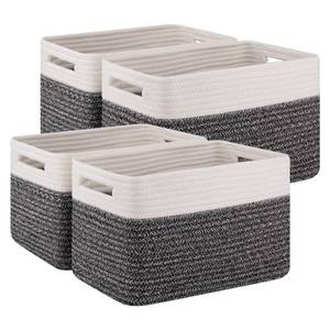 lot 25134 image: SIXDOVE 4 Pack Storage Baskets for Organizing, Woven Baskets for Shelves - Perfect for Toys, Books, Towels, and Clothes, Durable Gift Basket Bins Toy Storage, 12.7Lx9Wx7.8H, Black & White - Retail $37