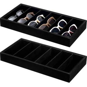 lot 25136 image: Juexica 2 Pcs Velvet Sunglasses Organizer Tray 6 Grid Sunglass Organizer Velvet Tray Stackable Glasses Display Case for Women Glasses Jewelry Display Watch (Beige) - Retail $28