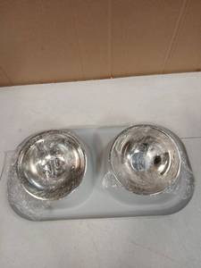 lot 25137 image: Tilted Pet Dishes with Tray