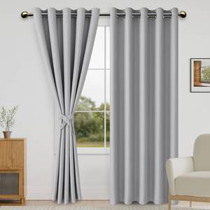 lot 25168 image: DWCN Blackout Curtains for Bedroom with Tiebacks - Room Darkening Privacy Grommet Top Window Curtains for Living Room, 60 x 84 inch Length, Silver Grey, Set of 2 Panels - Retail $39