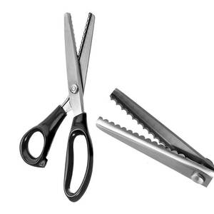 lot 26615 image: Professional Pinking Shears, Comfort Grip Handle Stainless Steel Dressmaking Scissors Sewing Art Craft Cut Tool, Serrated and Scalloped Blade Cutting Scissor for Fabric Decoration (Scalloped 3mm) - Retail $13