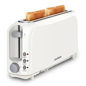 lot 26621 image: SEEDEEM 2 Slice Slim Toaster, Single 10 Long Slot Toaster Fits Bagels & Artisan Bread, 6 Shade Settings, CancelReheatDefrost, Removable Crumb Tray, Auto Shut-Off, White - Retail $63