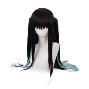lot 26641 image: Servelove Anime Characters Cosplay Wig Black Blue Long Wig Twin tails Costume Wig Unisex Anime Characters Play Halloween Christmas Party - Retail $25