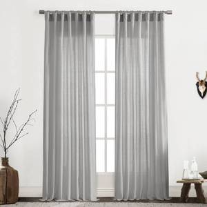lot 26654 image: XTMYI Light Grey Curtains for Living Room Bedroom,Linen Boho Back Tab Pleated Sheer Curtain Set of 2 Panels,90 Inches Long - Retail $37