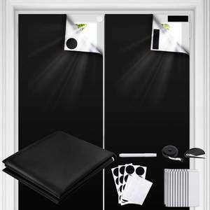 lot 26670 image: Blackout Curtains for Bedroom 157 x 57 Portable Shades Film 100% Window Cover No Drill Blinds With Hooks & Loops Strips Temporary for Nursery Dorm Room