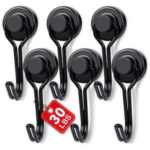 lot 26698 image: E BAVITE Magnetic Hooks, 30lbs Magnet Hook 2026 Cruise Cabin Ship Essentials Heavy Duty Strong Magnets Refrigerator Fridge Hanging for Classroom Beach Vacation Kitchen Grills Home 6pcs (Black) - Retail $7