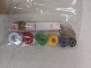 lot 26699 image: Sewing Kit 6 Small Threads, Measuring Tape and Safety Pins