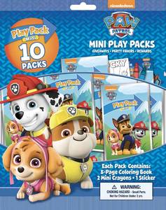lot 31292 image: PAW Patrol Mini Play Packs Party Favors - 10 Pack Coloring Activity Set with Stickers & Crayons for Kids, Classroom Prizes, Birthday Gift Bag Toys - Retail $8
