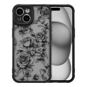 lot 31298 image: XIZYO for iPhone 13 Case, Floral Flower Cute Aesthetic Case for Women Girls Rose Pattern Slim TPU Bumper Shockproof Protective Cover for iPhone 13 6.1 Inch, Branch RoseBlack - Retail $13