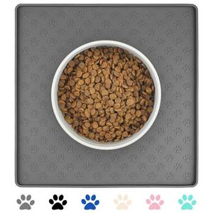 lot 31305 image: Ptlom Grey Pet Placemat for Dog and Cat, Waterproof Non-Slip Silicone Feeding Bowl Mat Prevent Food and Water Overflow, Puppy Dish Feeder Fountain Trays Suitable for Medium and Small Pets -4 Pieces - Retail $9