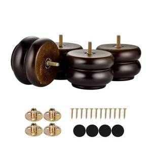 lot 31317 image: Michanco 3 Inch 7CM Round Furniture Legs Replacement Couch Sofa Legs Set of 4 Chunky Bun Feet for Furniture Wood Legs Mid Century Predrilled M8 Bolt - Retail $26