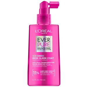 lot 31333 image: LOreal Paris Sulfate Free Iron Sleek Coat, Anti-Frizz Hair Treatment Spray with Heat Protection & Humidity Protection, Semi-Permanent Smoothing, Suitable for Color-Treated Hair, EverPure, 5.1 fl oz - Retail $10