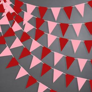 lot 31337 image: KatchOn, Pink and Red Pennant Banner - 60Feet, 12 Pcs, Pre-strung, Pennant Flag for Valentines Day Decorations, Anniversary, Baby Shower  Red and Pink Classroom Decor  Galentines Day Decorations - Retail $13