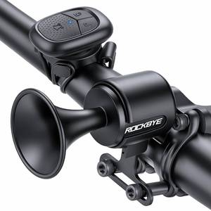 lot 42656 image: POWVINE 120dB Loud Bike Horn,Bicycle Horn with Anti-Theft,Electric Bike Horn with Wireless Remote USB-C Rechargeable & Suspension Mount Bike Horn for Adults Kids Bike,Scooter, Ebike, IPX5 Waterproof - Retail $18