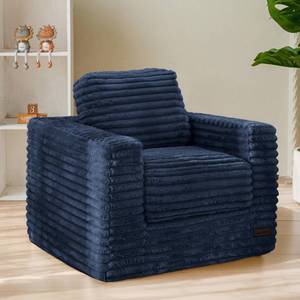 lot 60504 image: MAXYOYO Kids Bean Bag Chair, Comfy Faux Fur Bean Bag Sofa with Filler, Upholstered Floor Sofa with Pillows and Armrests, Lazy Floor Chair Couch for Boys and Girls, Navy - Retail $70