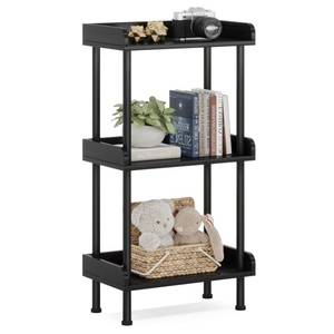 lot 62151 image: Hosfais Bookshelf Small Book Shelf, 3 Tier Wood Bookcase Industrial Bookshelf with Edge Protection Metal Standing Book Shelves Display Book Rack for Living Room Bedroom Home Office (Black) - Retail $50