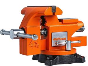 lot 62680 image: AV Steel 4-12 Bench Vise with 240° Flexible Swivel Locking Base and Anvil, High-Strength Multi-Purpose Workbench Vise Heavy-Duty, Cast Iron Workbench for Woodworking, Drilling, Pipe Cutting - Retail $35