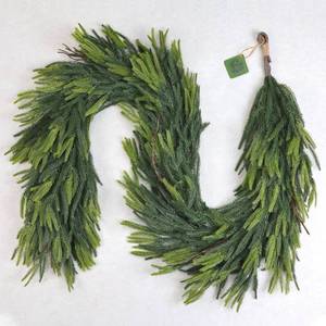 lot 23888 image: Christmas Decorations 6FT Artificial Norfolk Pine Greenery Garland, Real Touch Christmas Garland for Mantel, Staircase, Fireplace, Front Door, Indoor & Outdoor Holiday Decor (1, 6FT) - Retail $50